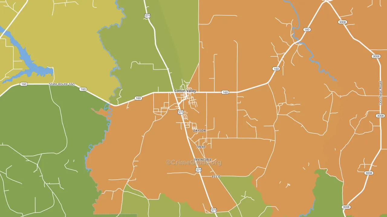 Cotton Valley, LA Map of Vandalism Rates