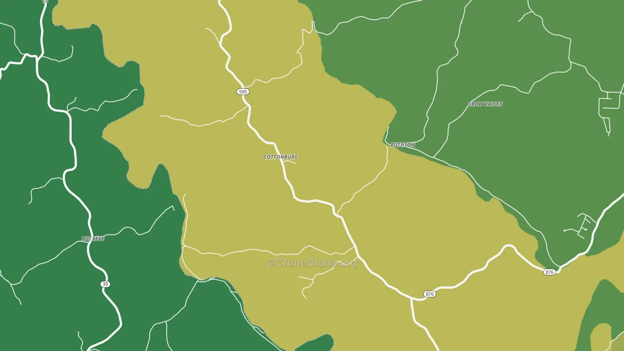 Cottonburg, KY Map of Vandalism Rates