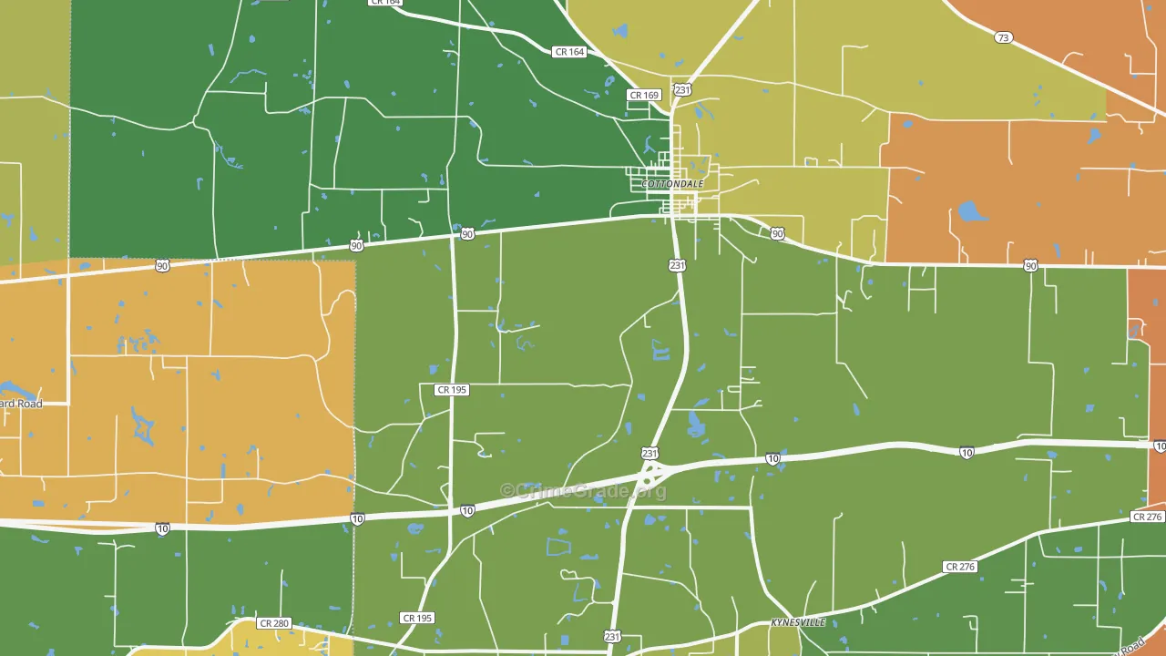 Cottondale, FL Map of Vandalism Rates