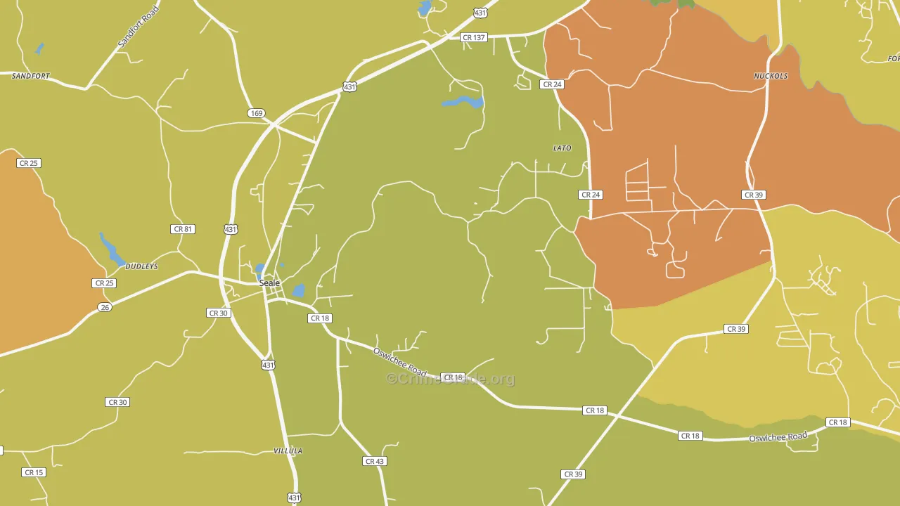 Cottonton, AL Map of Vandalism Rates