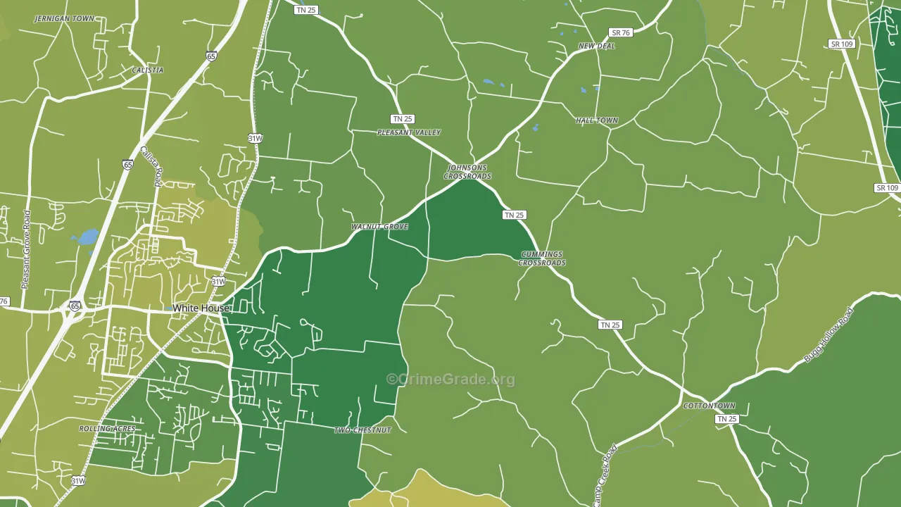 Cottontown, TN Map of Vandalism Rates