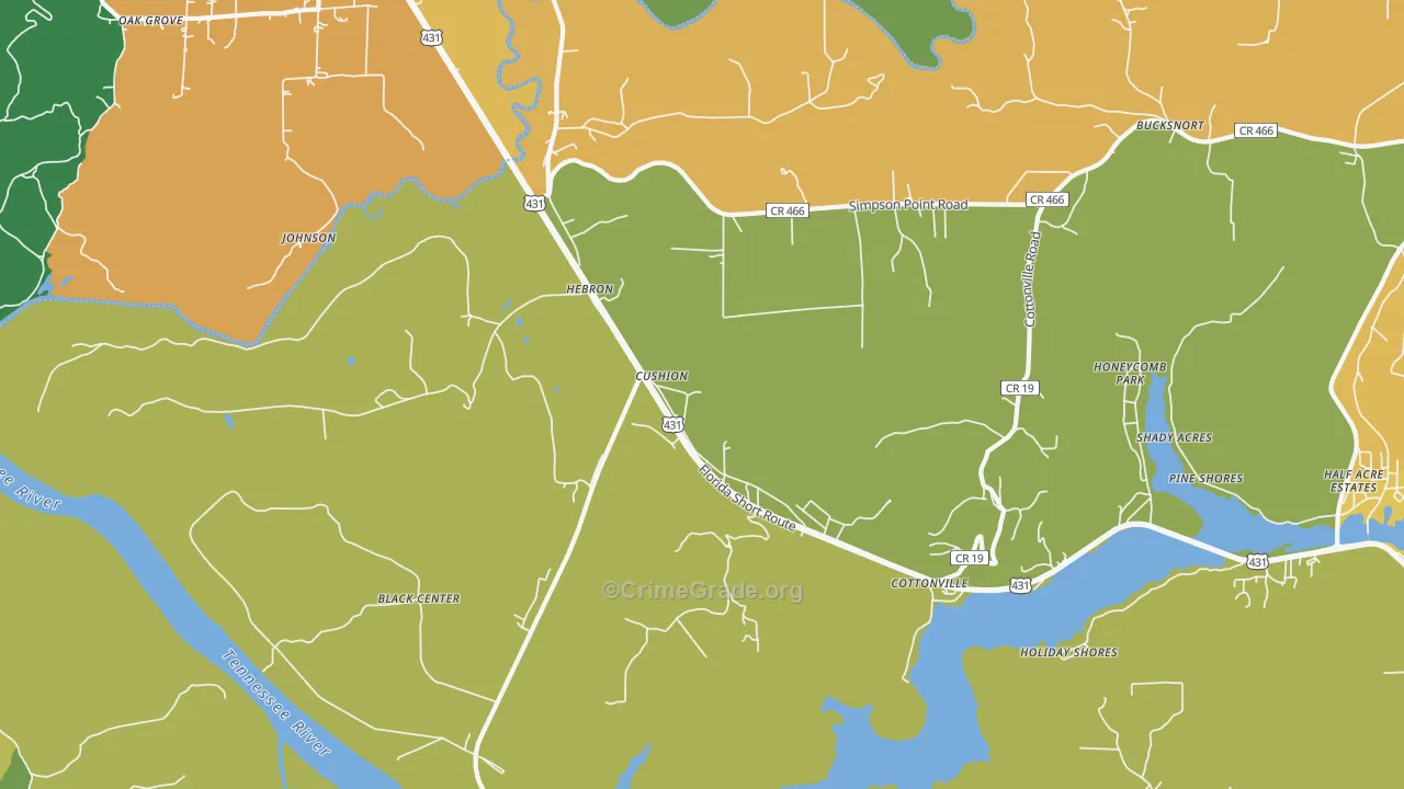 Cottonville, AL Map of Vandalism Rates