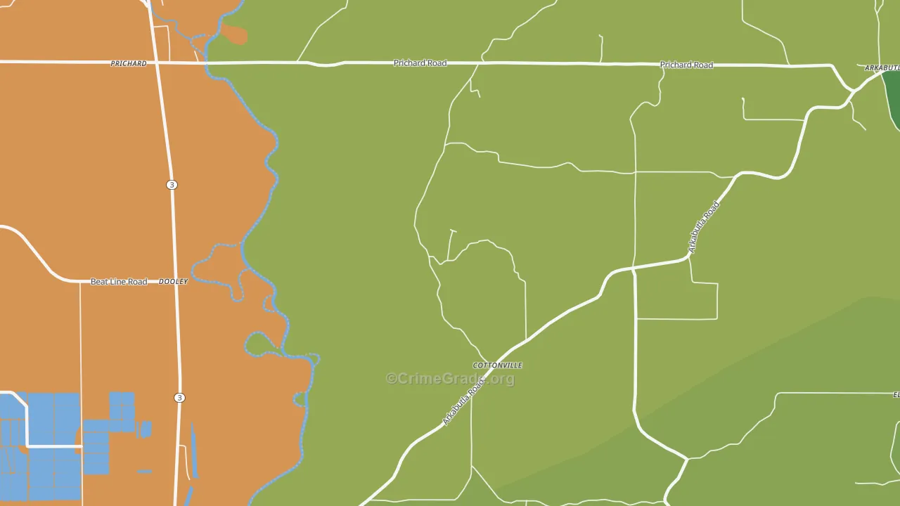 Cottonville, MS Map of Vandalism Rates