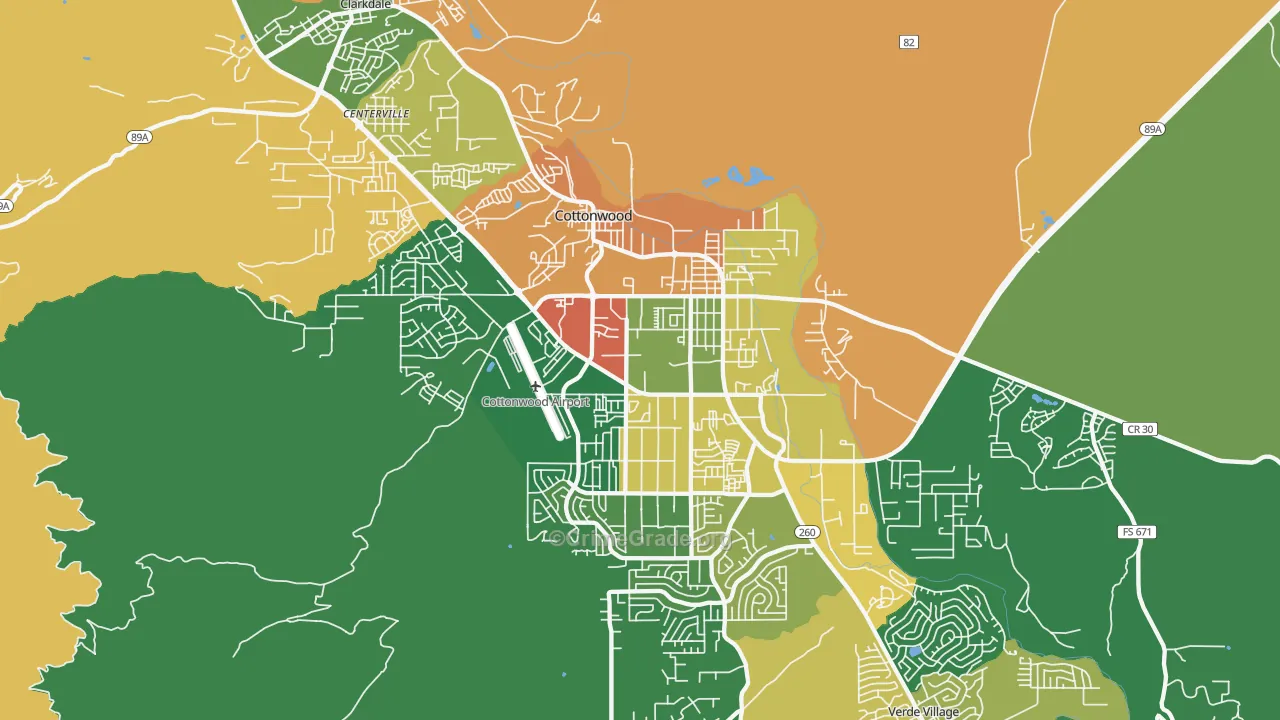 Cottonwood, AZ Map of Vandalism Rates