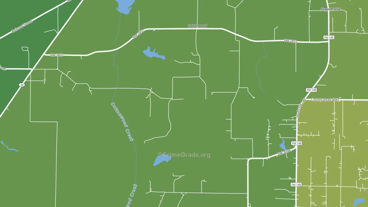 Cottonwood, TX Map of Vandalism Rates