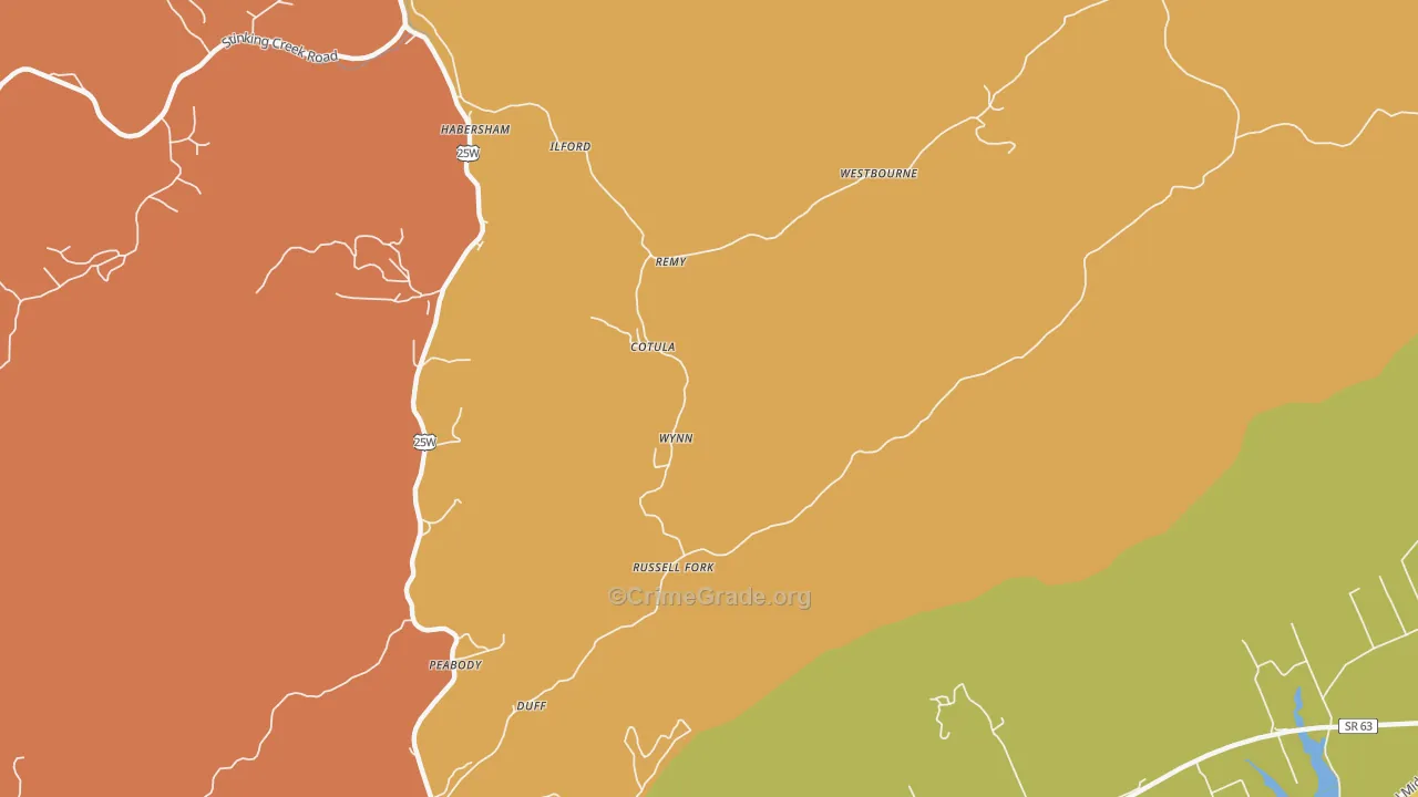 Cotula, TN Map of Vandalism Rates