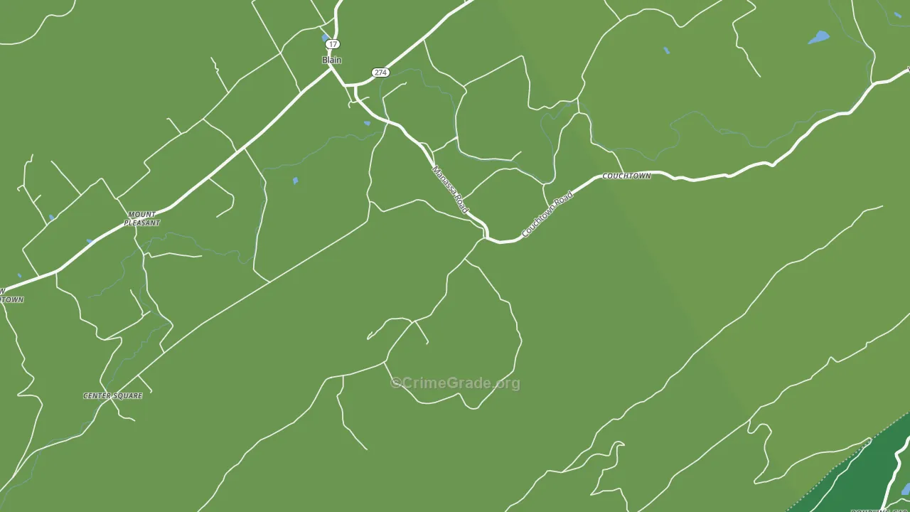 Couchtown, PA Map of Vandalism Rates