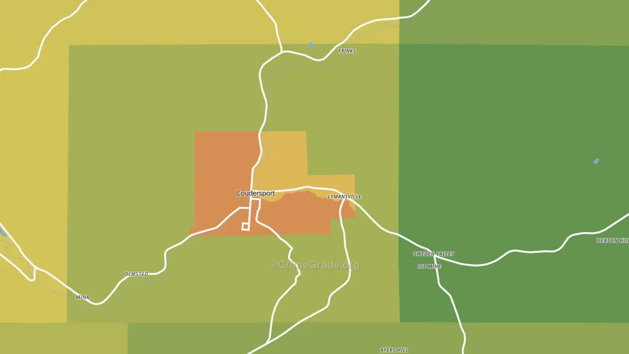 Coudersport, PA Map of Vandalism Rates