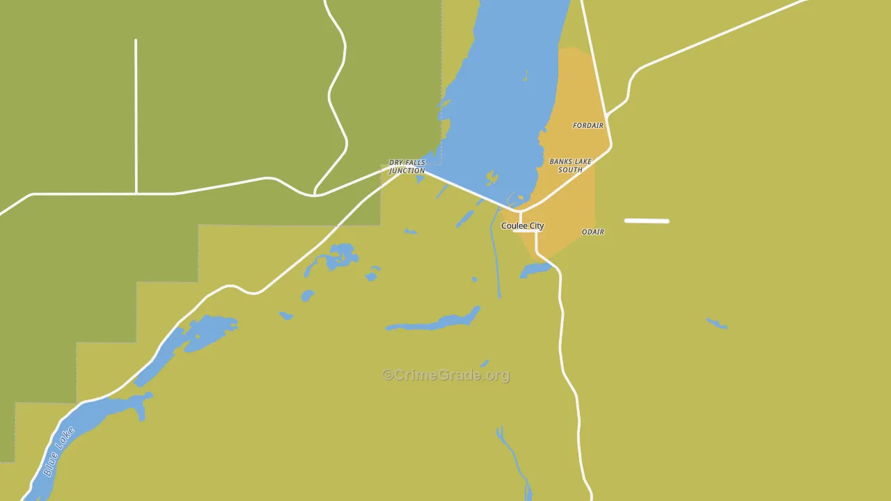 Coulee City, WA Map of Vandalism Rates