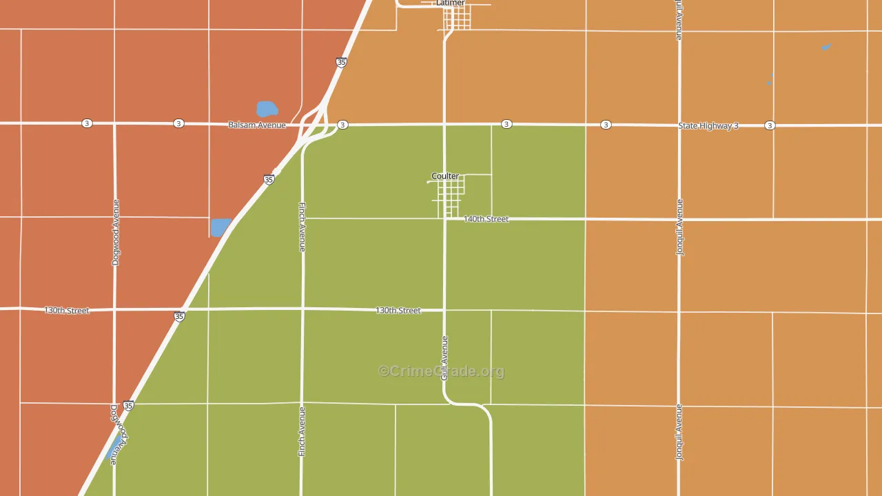 Coulter, IA Map of Vandalism Rates
