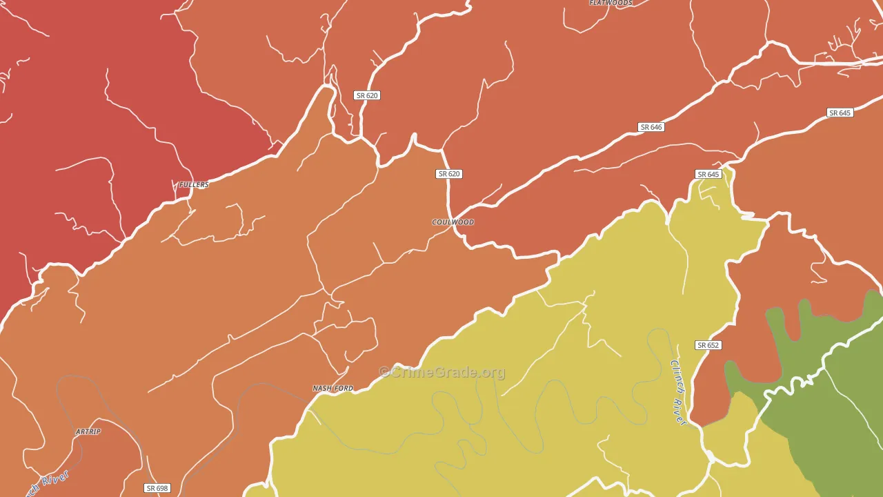 Coulwood, VA Map of Vandalism Rates