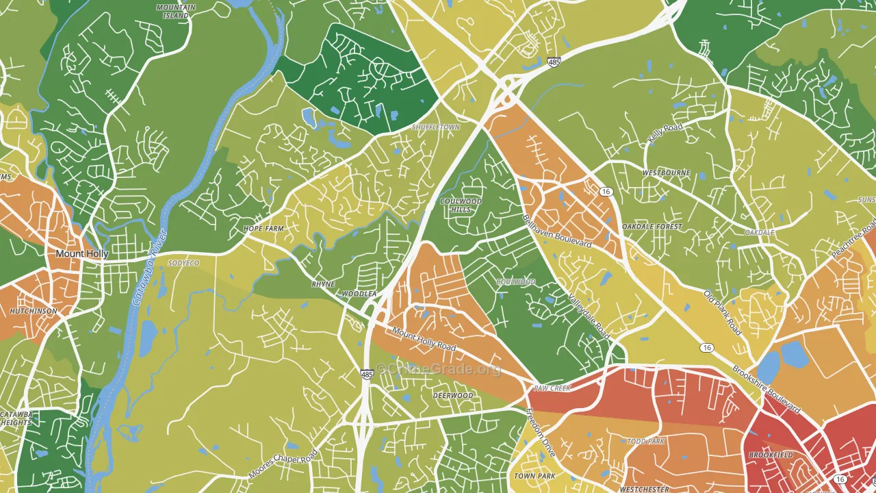 Coulwood West, Charlotte, NC Map of Vandalism Rates