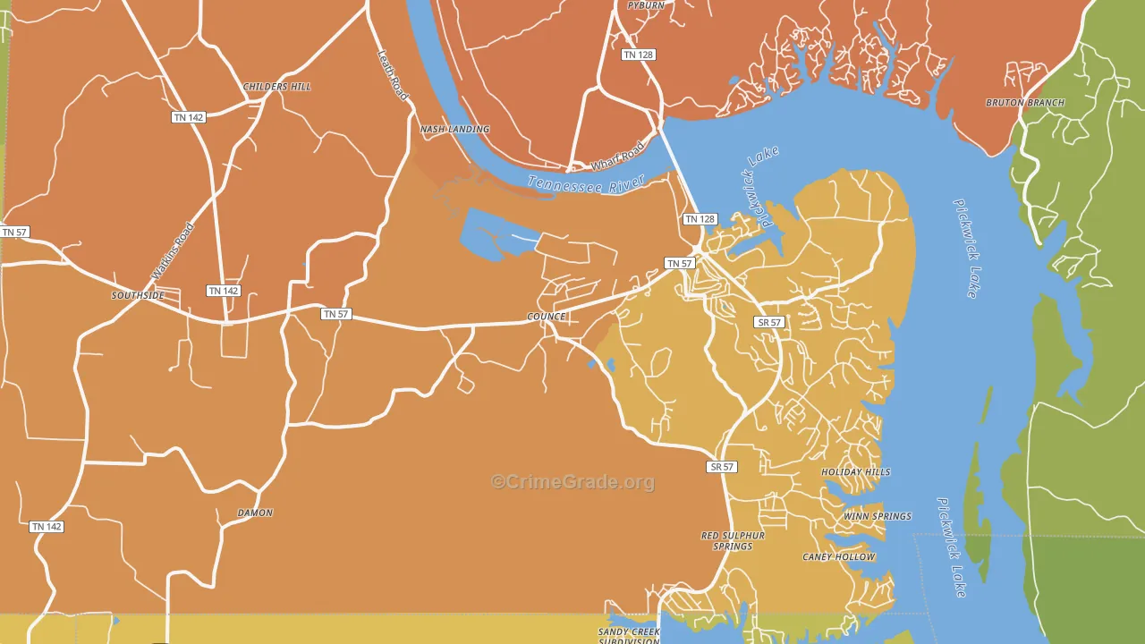 Counce, TN Map of Vandalism Rates