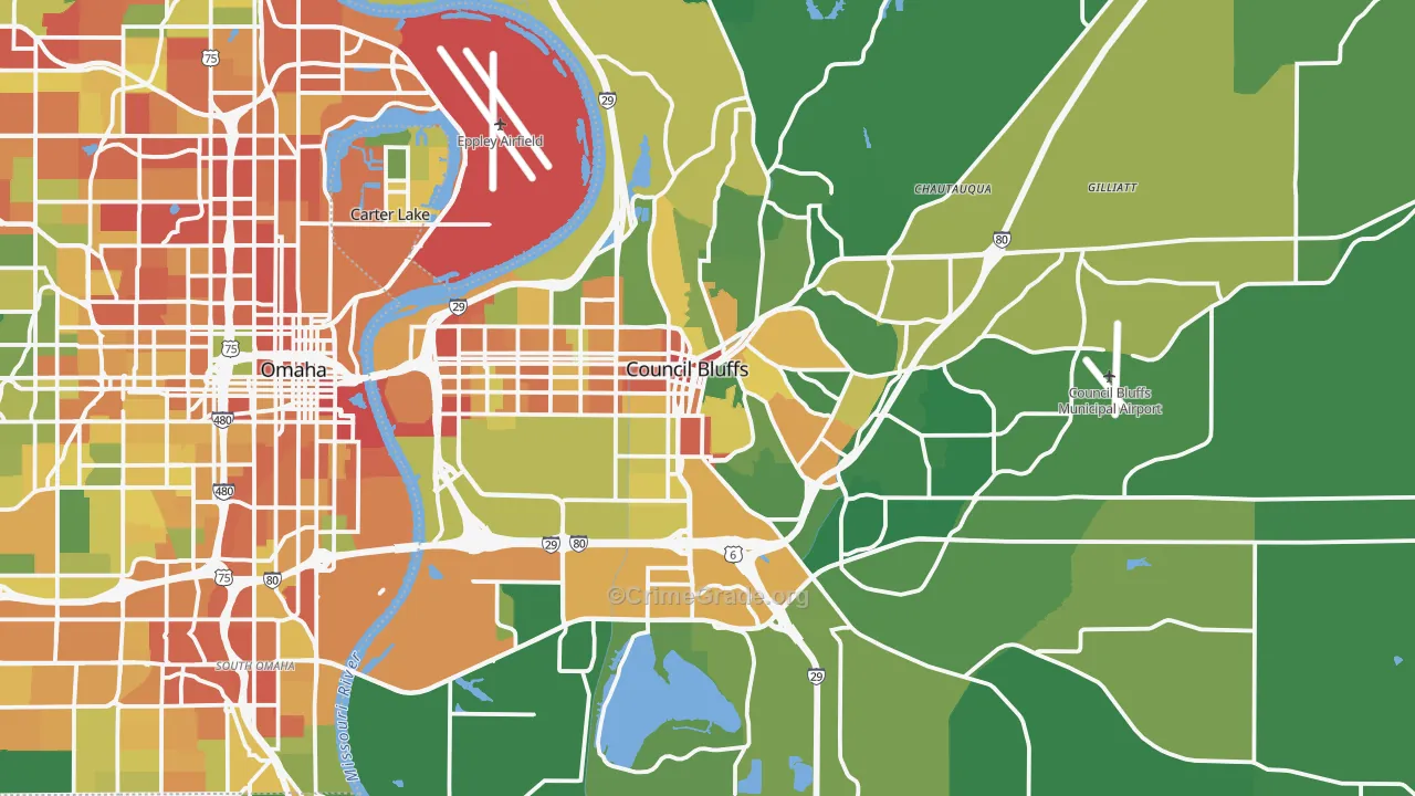 Council Bluffs, IA Map of Vandalism Rates