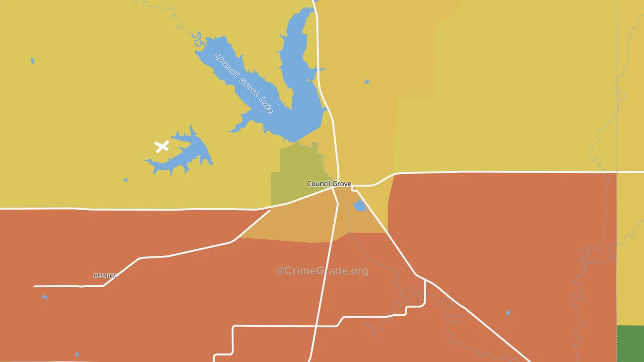 Council Grove, KS Map of Vandalism Rates