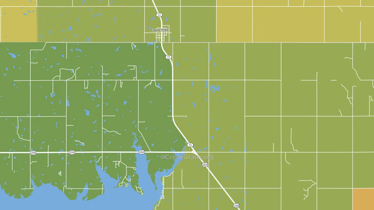 Council Hill, OK Map of Vandalism Rates