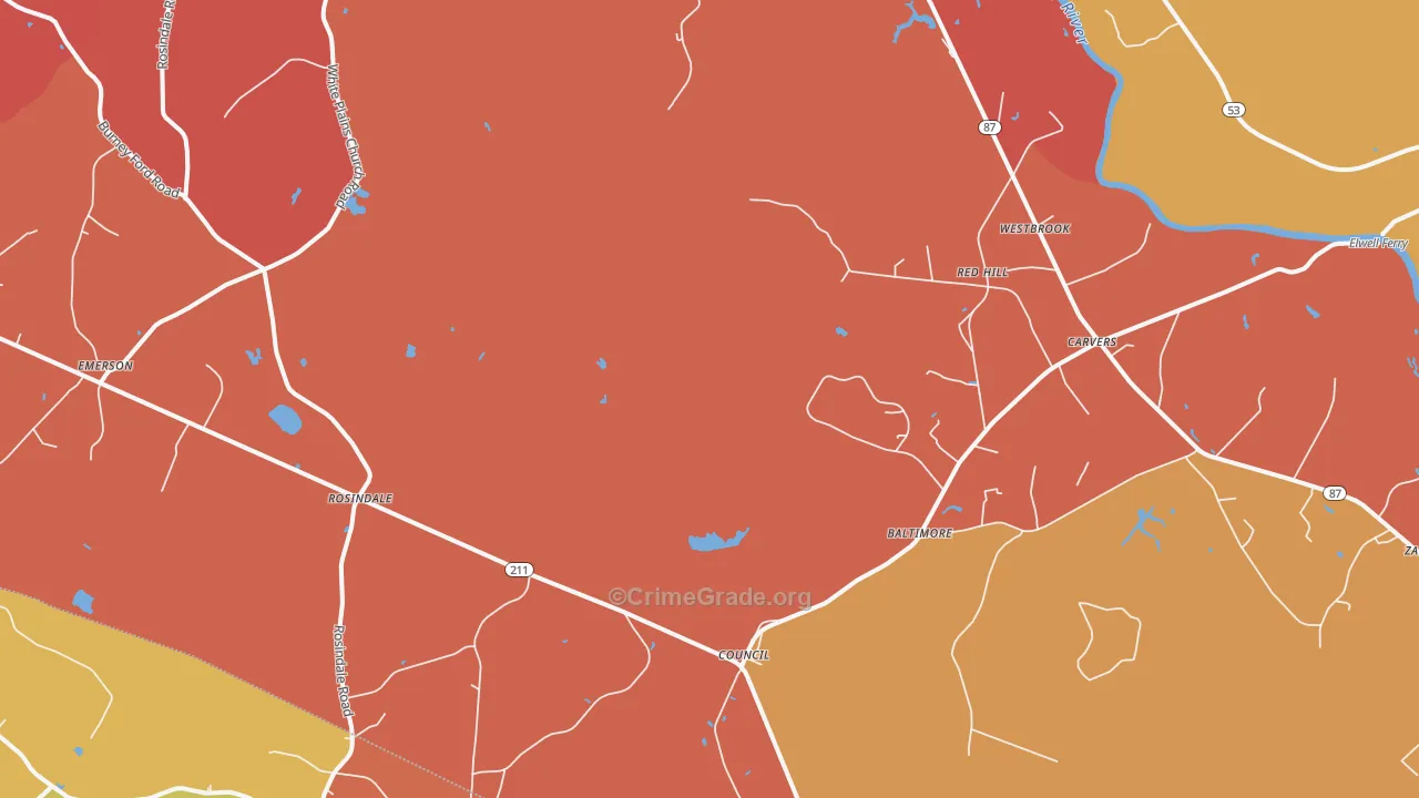Council, NC Map of Vandalism Rates