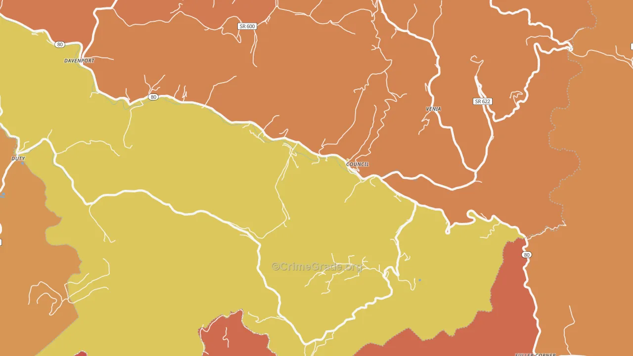 Council, VA Map of Vandalism Rates