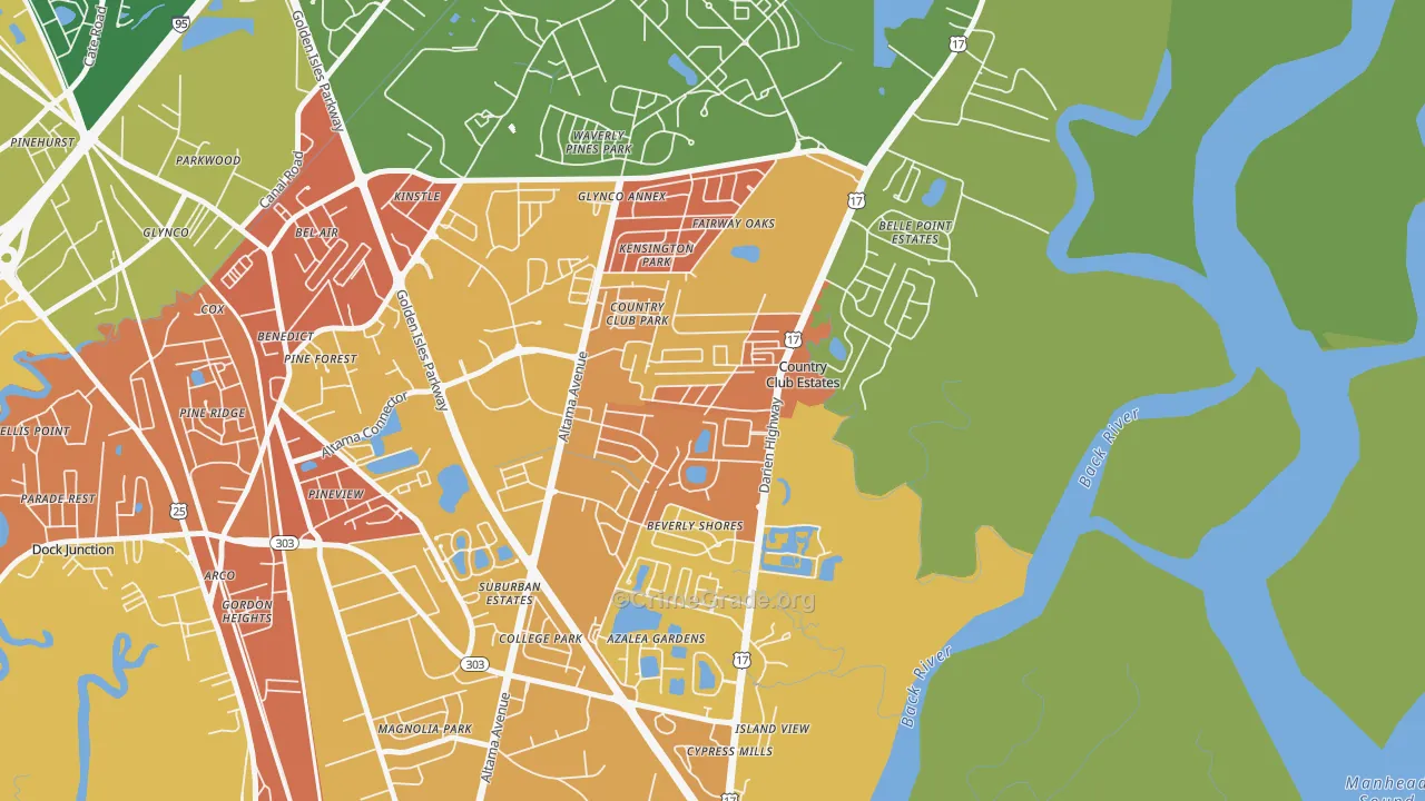 Country Club Estates, GA Map of Vandalism Rates