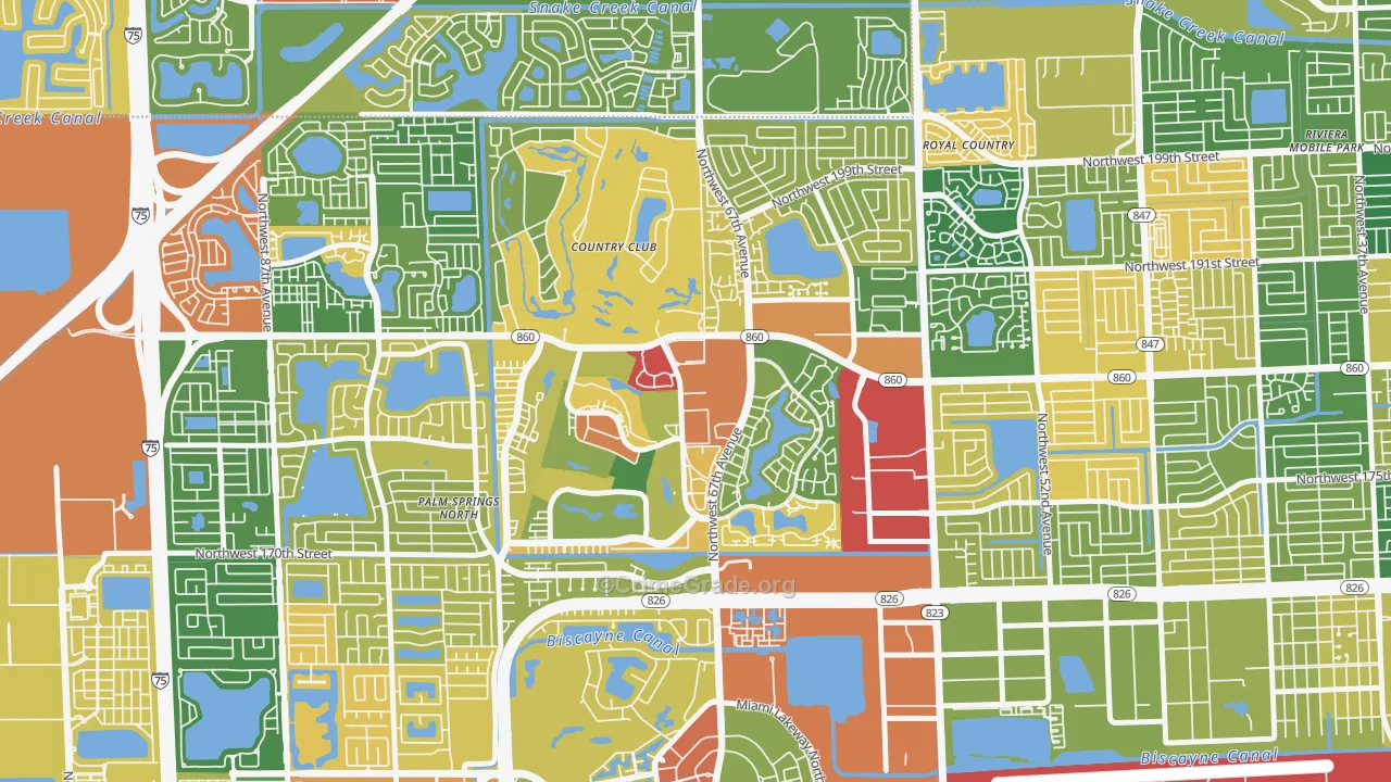 Country Club, FL Map of Vandalism Rates
