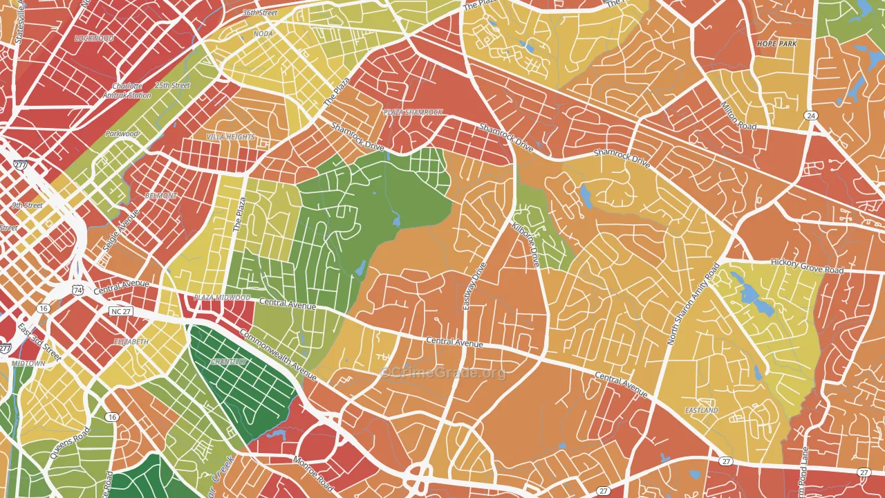 Country Club Heights, Charlotte, NC Map of Vandalism Rates