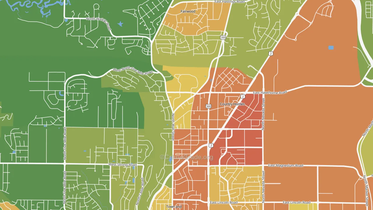 Country Homes, WA Map of Vandalism Rates