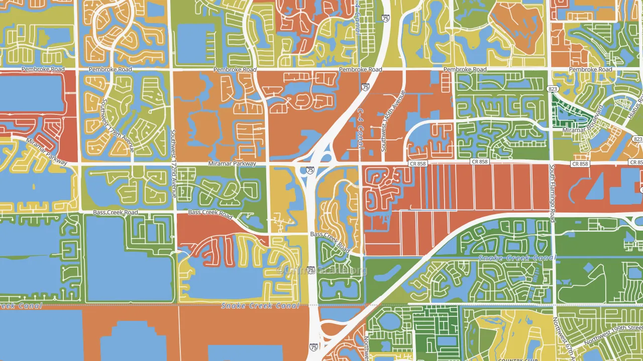 Country Lakes, Miramar, FL Map of Vandalism Rates