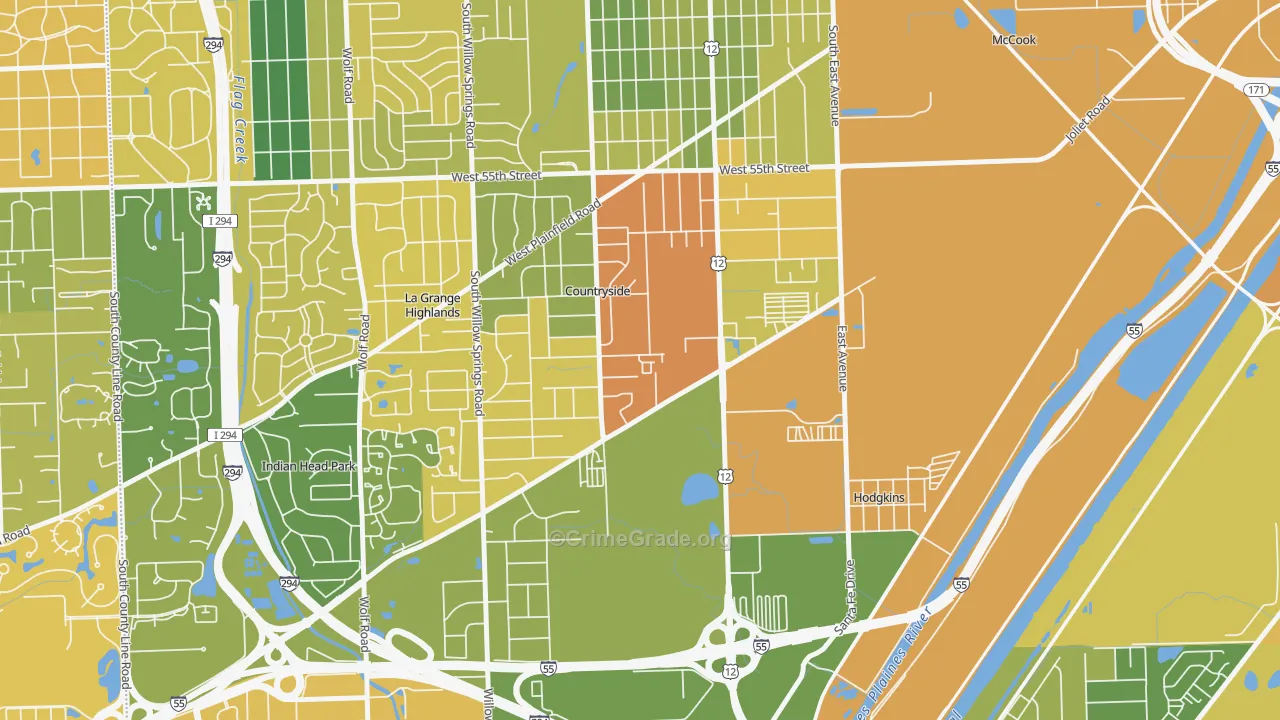 Countryside, IL Map of Vandalism Rates