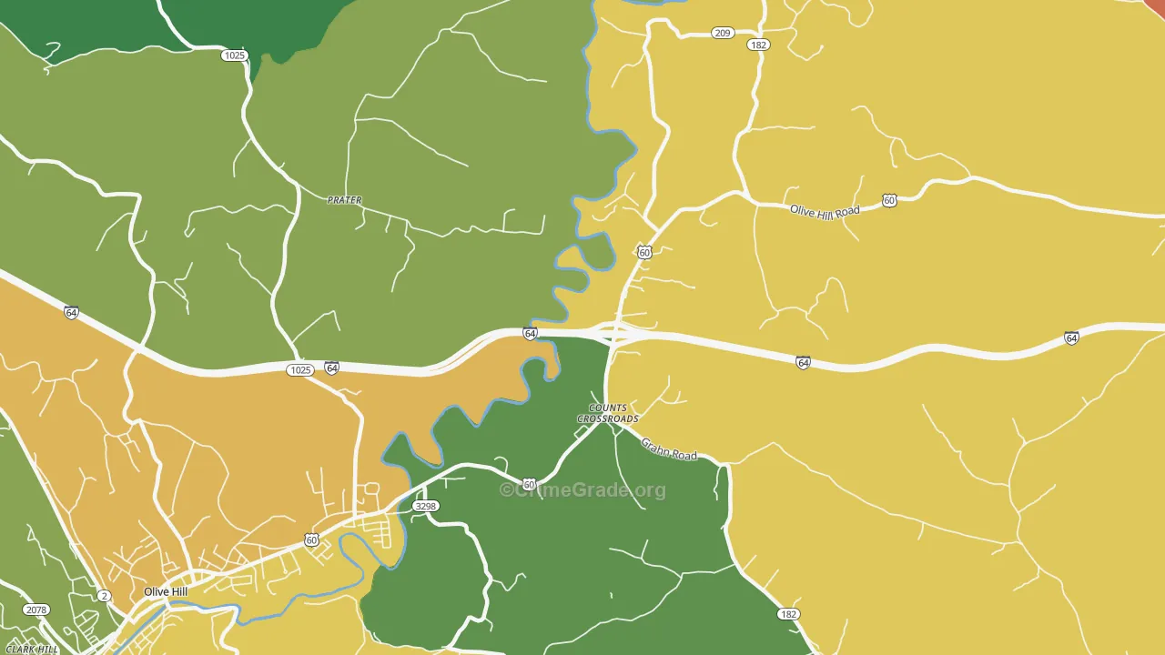 Counts Crossroads, KY Map of Vandalism Rates