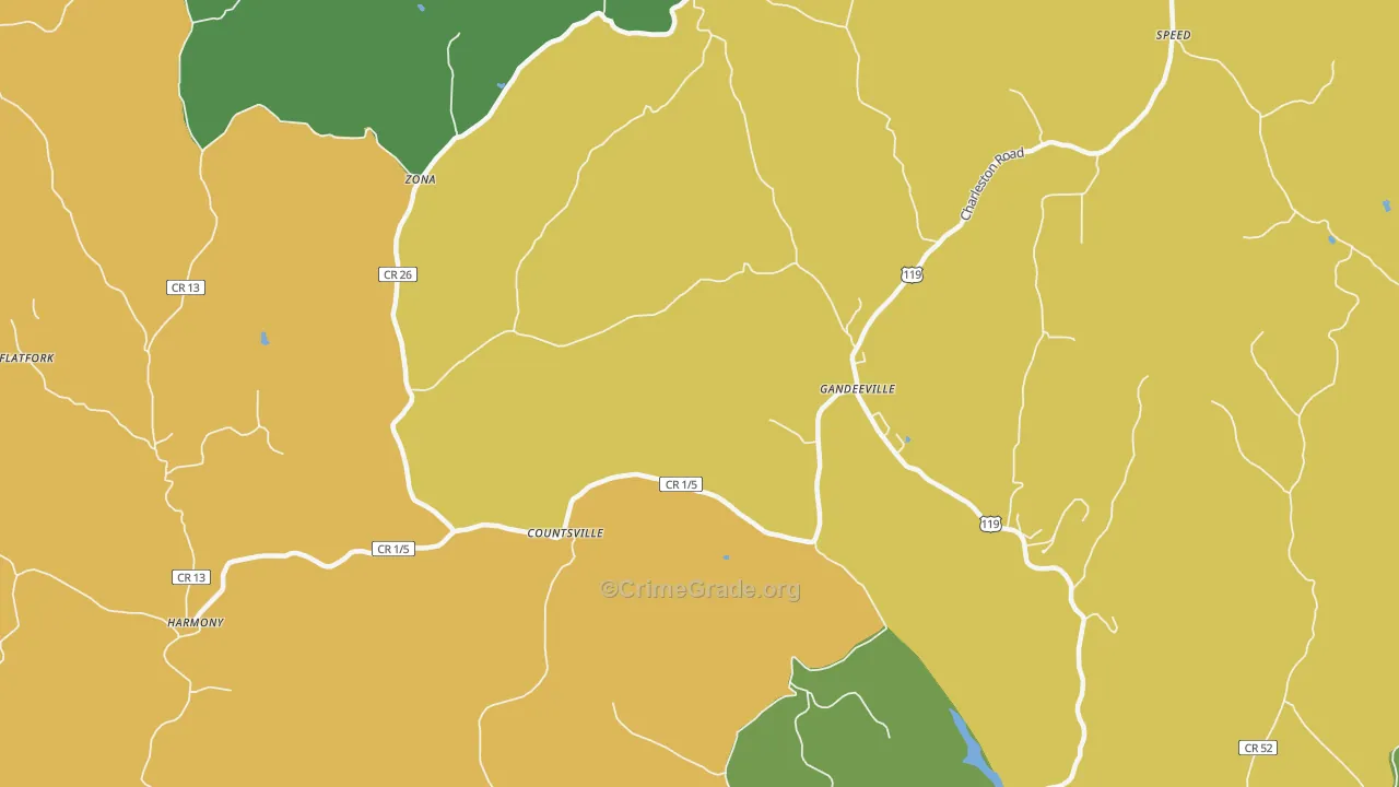 Countsville, WV Map of Vandalism Rates