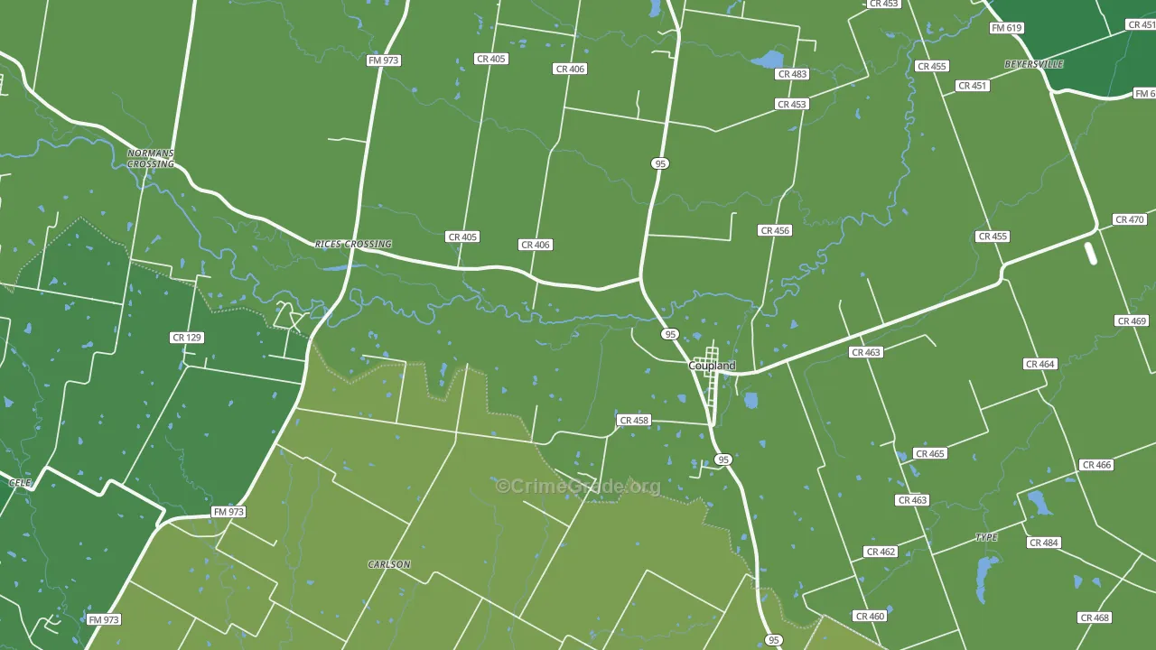 Coupland, TX Map of Vandalism Rates