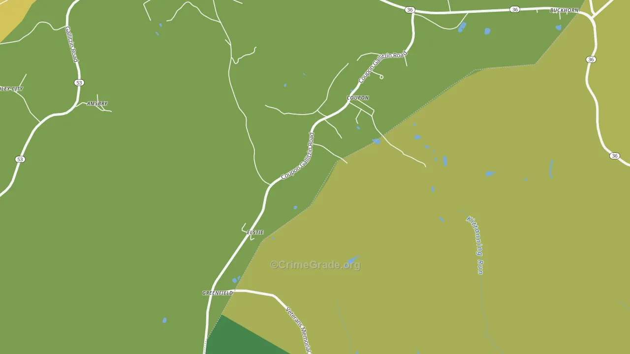 Coupon, PA Map of Vandalism Rates