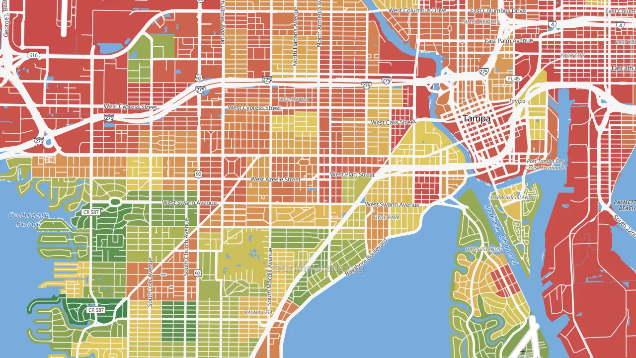 Courier City, Tampa, FL Map of Vandalism Rates
