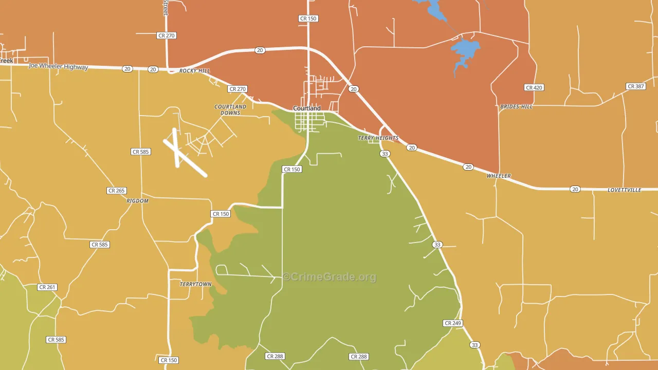 Courtland, AL Map of Vandalism Rates