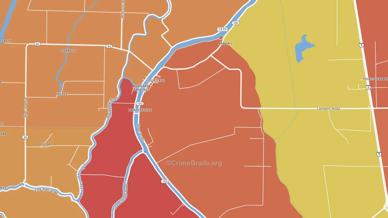 Courtland, CA Map of Vandalism Rates