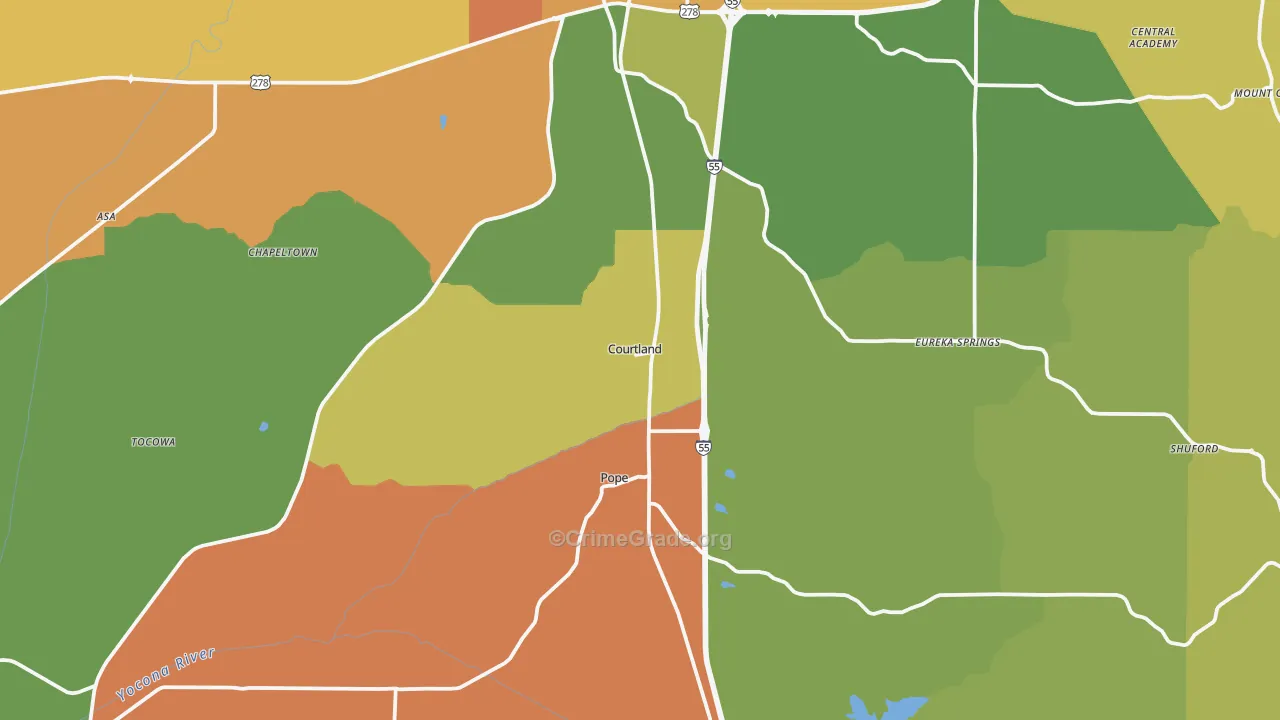 Courtland, MS Map of Vandalism Rates