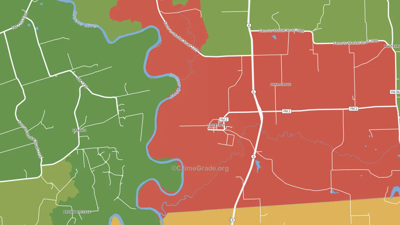 Courtney, TX Map of Vandalism Rates