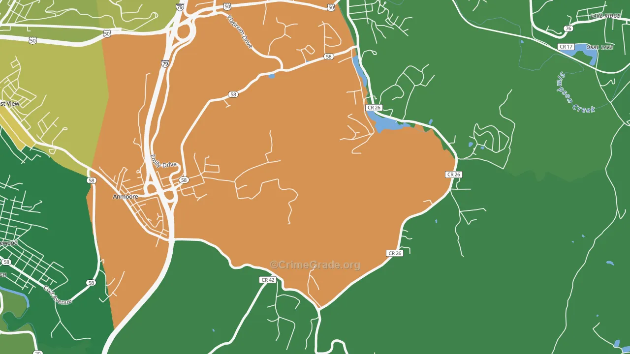 Courtright, WV Map of Vandalism Rates