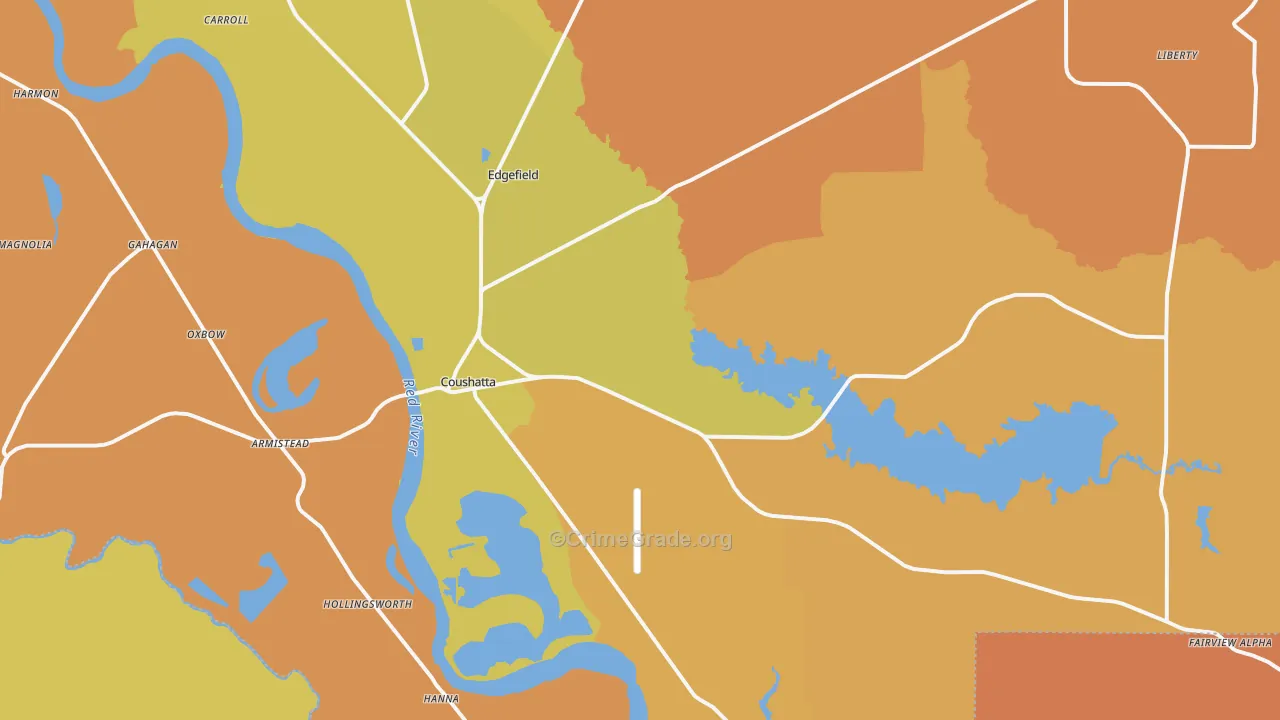 Coushatta, LA Map of Vandalism Rates