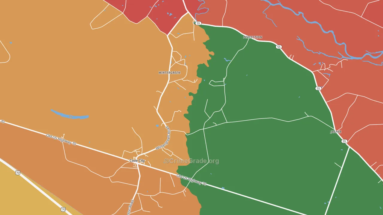 Cove City, NC Map of Vandalism Rates