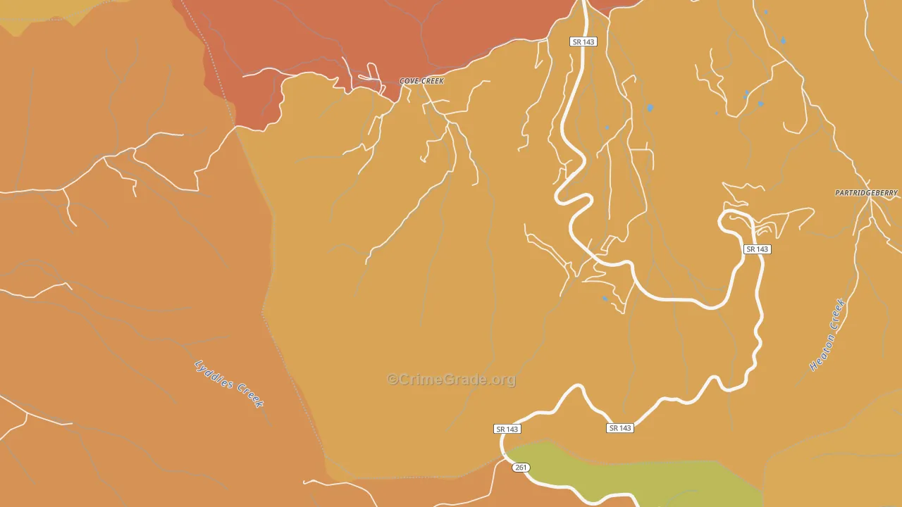 Cove Creek, TN Map of Vandalism Rates