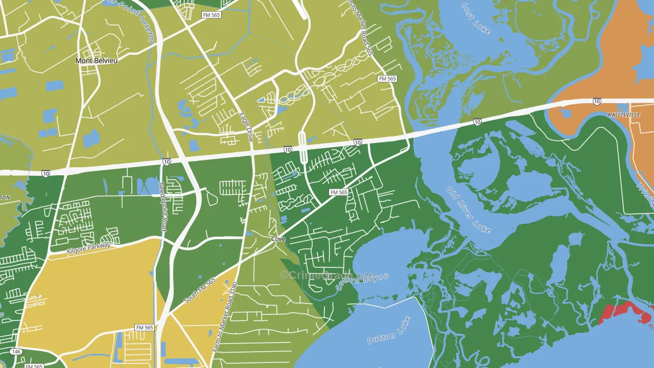 Cove, TX Map of Vandalism Rates