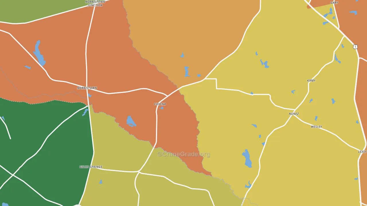 Covena, GA Map of Vandalism Rates