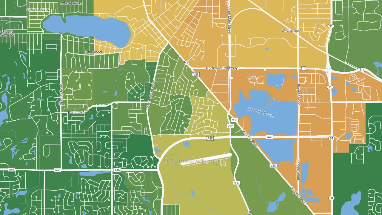 Coventry, Crystal Lake, IL Map of Vandalism Rates