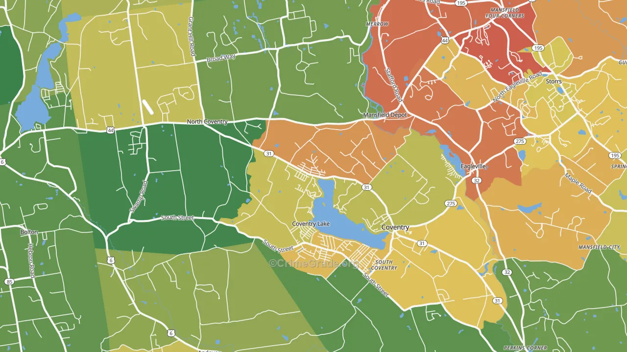 Coventry, CT Map of Vandalism Rates