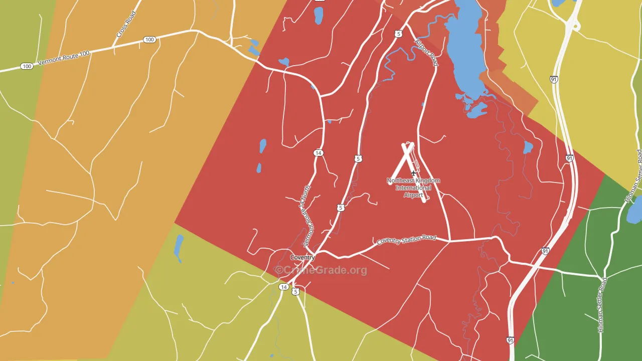 Coventry, VT Map of Vandalism Rates