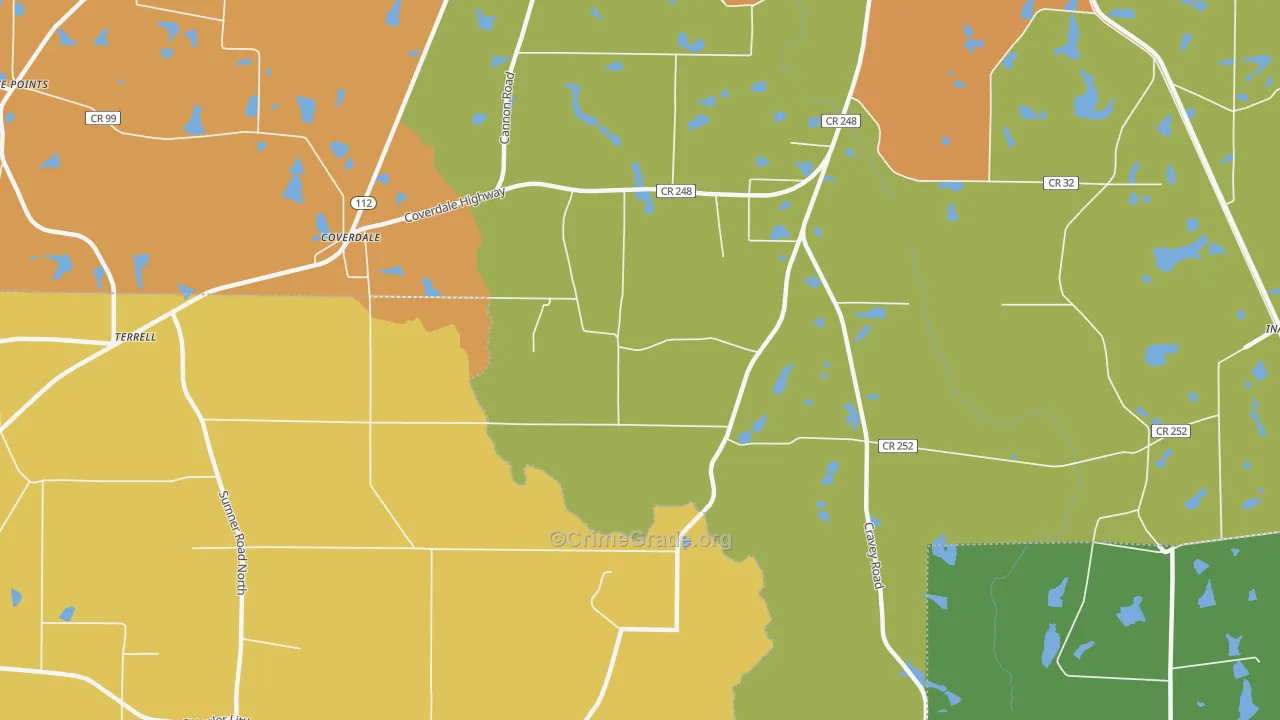 Coverdale, GA Map of Vandalism Rates