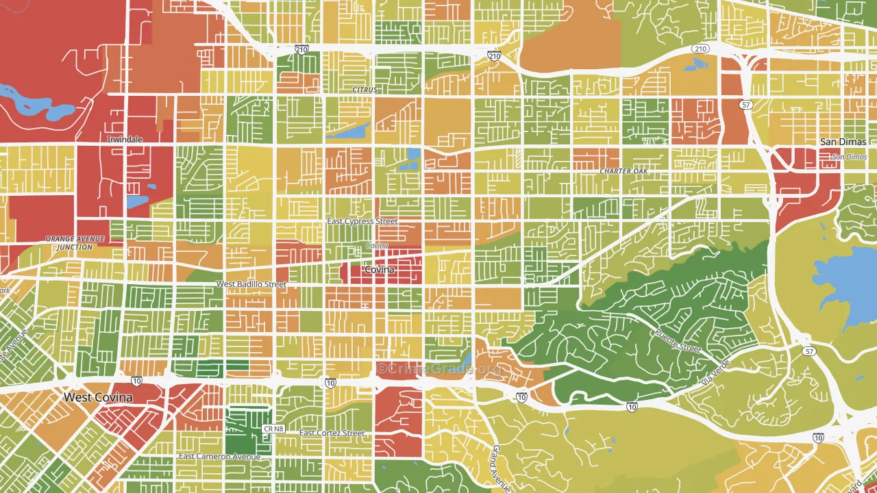 Covina, CA Map of Vandalism Rates