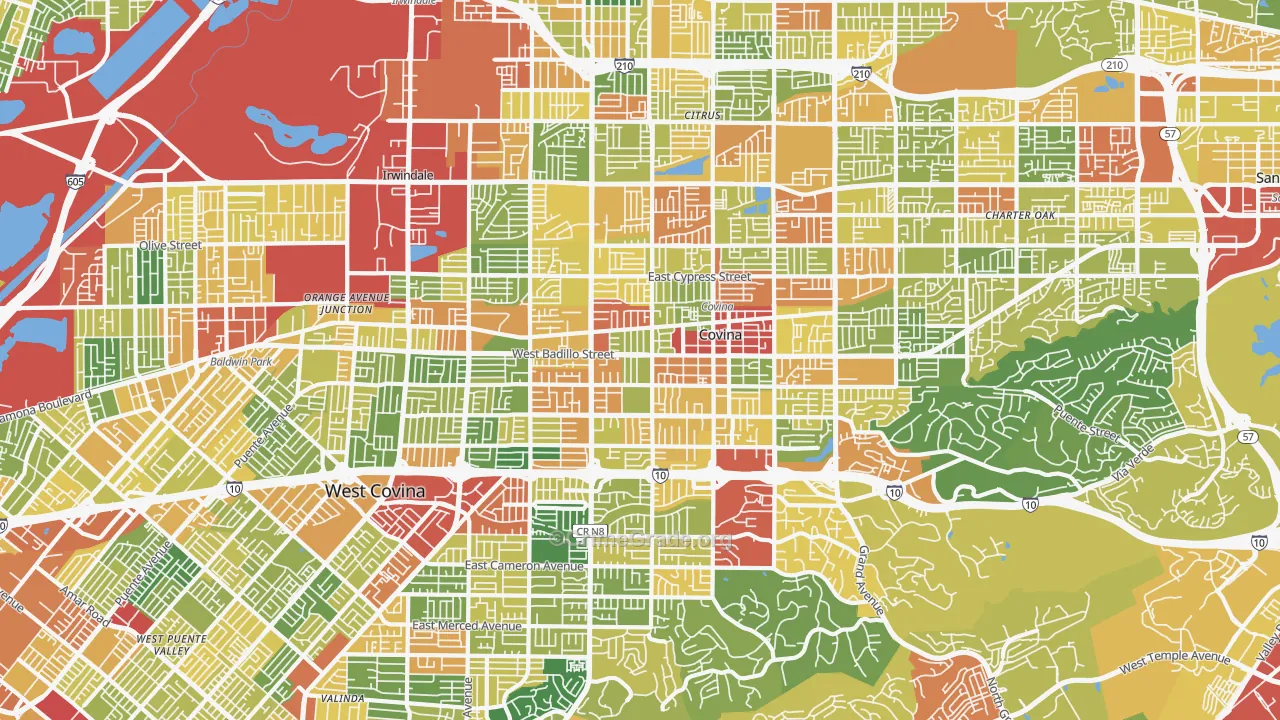 Covina-Valley, Covina, CA Map of Vandalism Rates