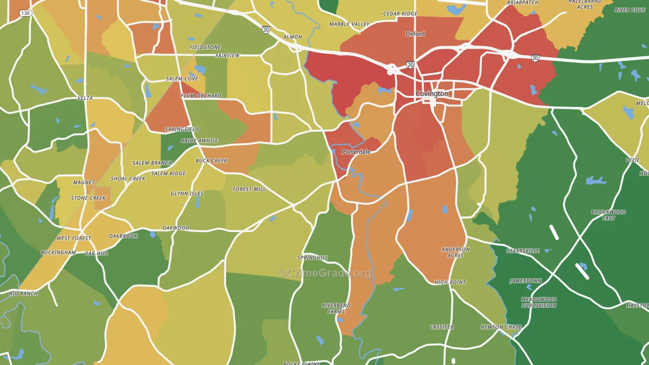 Covington, GA Map of Vandalism Rates